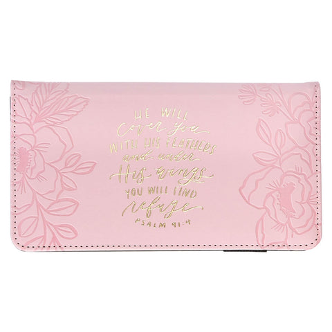 Find Refuge Pink Faux Leather Checkbook Wallet - Psalm 91:4