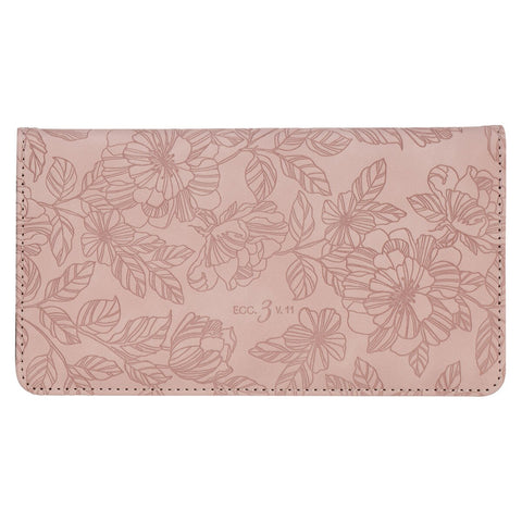 Everything Beautiful Blush Floral Faux Leather Checkbook Wallet Ecclesiastes 3:11