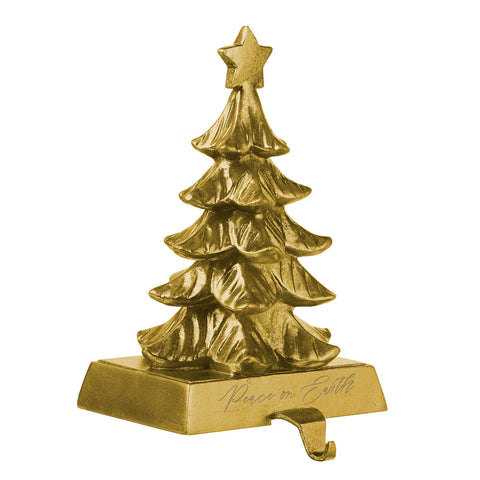 Peace on Earth Golden Resin Stocking Holder