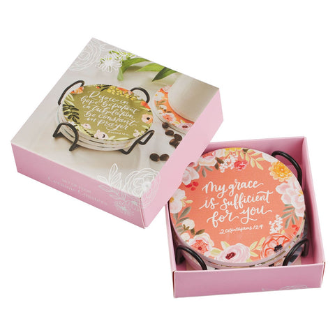 Faithful Florals Ceramic Coaster Set