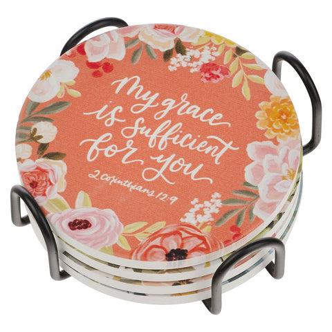 Faithful Florals Ceramic Coaster Set