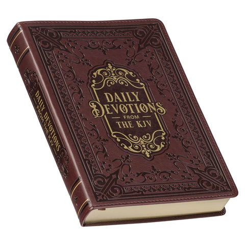 Large Print Edition Daily Devotions from the KJV Brown Faux Leather Devotional