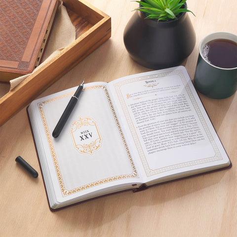 Large Print Edition Daily Devotions from the KJV Brown Faux Leather Devotional