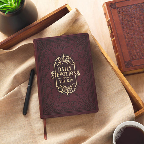 Large Print Edition Daily Devotions from the KJV Brown Faux Leather Devotional