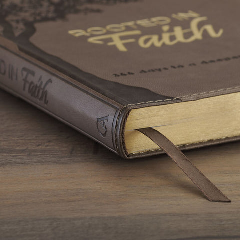 Rooted in Faith Brown Faux Leather Devotional