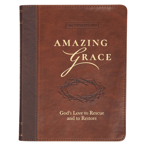 Amazing Grace Two-Tone Brown Faux Leather Daily Devotional