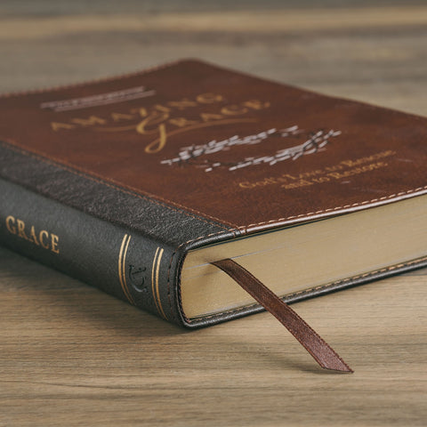 Amazing Grace Two-Tone Brown Faux Leather Daily Devotional