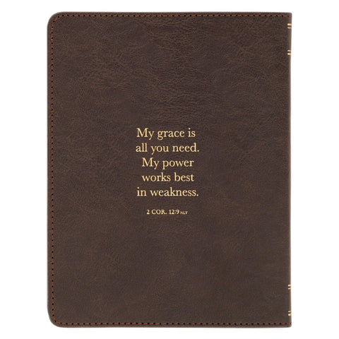 Amazing Grace Two-Tone Brown Faux Leather Daily Devotional