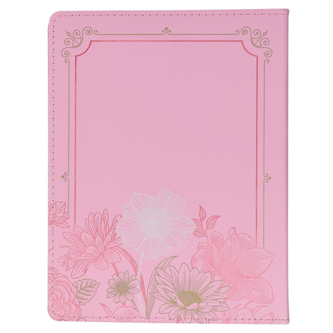 New Beginnings Pink Floral Faux Leather Devotional