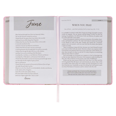 New Beginnings Pink Floral Faux Leather Devotional