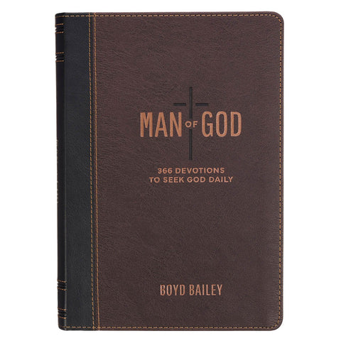 Man of God Two-Tone Brown Faux Leather Daily Devotional