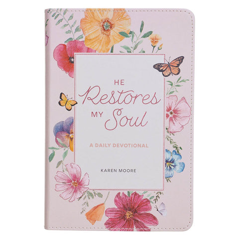 He Restores My Soul Pink Faux Leather Daily Devotional for Women