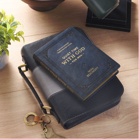 Quiet Time with God for Men Navy Blue Faux Leather Devotional