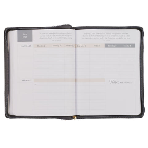 2025 Strength and Dignity Brown Faux Leather 18-Month Planner for Women  - Proverbs 31:25