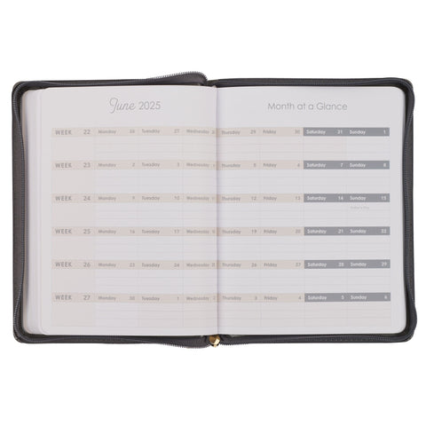 2025 Strength and Dignity Brown Faux Leather 18-Month Planner for Women  - Proverbs 31:25