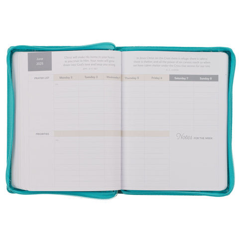 Trust in the Lord Teal Faux Leather 2025 Large 18-month Planner for W