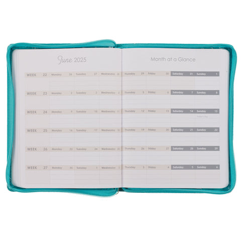 Trust in the Lord Teal Faux Leather 2025 Large 18-month Planner for W