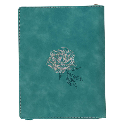 2026 Amazing Grace Large Zippered Teal Faux Leather 18-Month Planner for Women