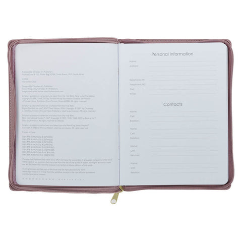 2027 Plans Large Zippered Dusty Mauve Faux Leather 18-Month Planner for Women - Jeremiah 29:11