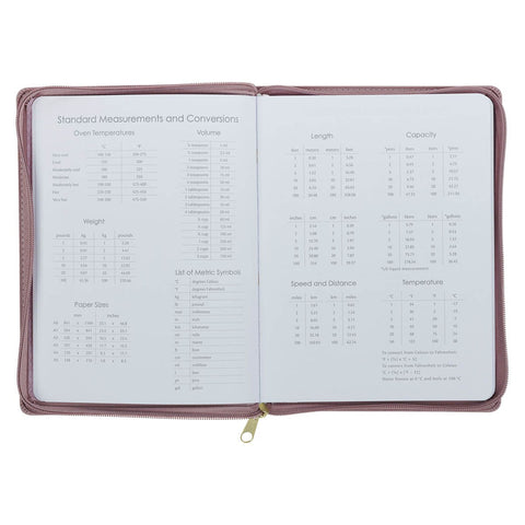 2027 Plans Large Zippered Dusty Mauve Faux Leather 18-Month Planner for Women - Jeremiah 29:11