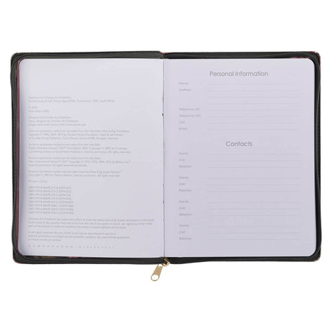 2027 Pray Without Ceasing Large Zippered Green Floral Faux Leather 18-Month Planner for Women- 1 Thessalonians 5:17
