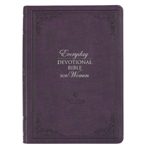 Framed Purple Faux Leather NLT Everyday Devotional Bible for Women