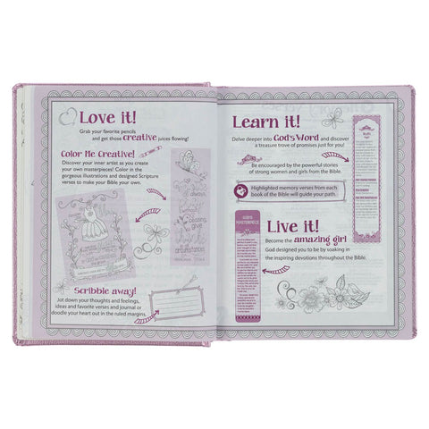 Metallic Pink Faux Leather My Creative Bible for Girls - an ESV Journaling Bible