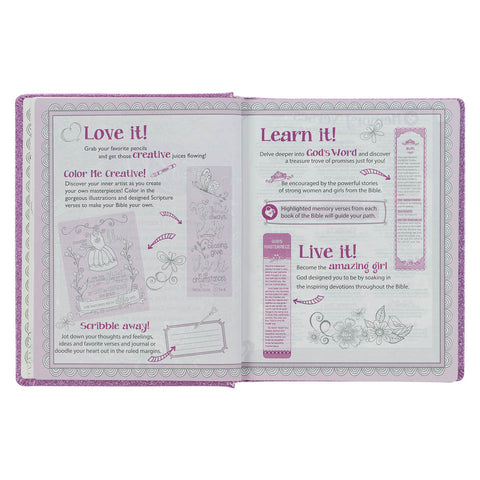Purple Glitter My Creative Bible for Girls - an ESV Journaling Bible