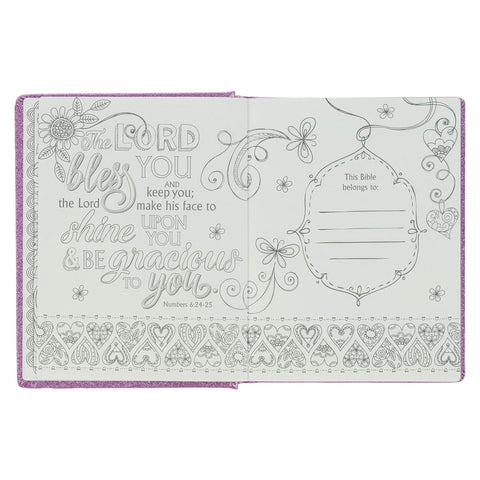 Purple Glitter My Creative Bible for Girls - an ESV Journaling Bible