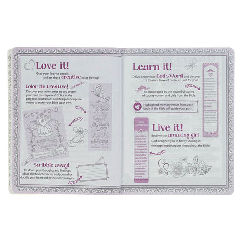 Pink Floral Heart Flexcover My Creative Bible for Girls - an ESV Journaling Bible