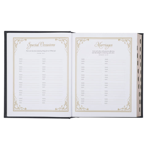 Black Full Grain Leather Family Heritage Bible