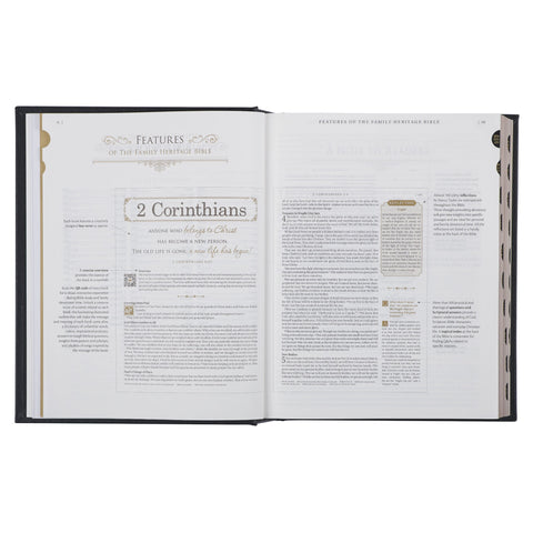 Black Full Grain Leather Family Heritage Bible