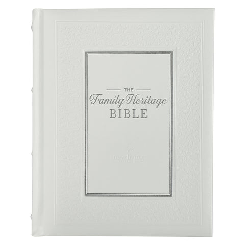 White Faux Leather Hardcover Family Heritage Bible