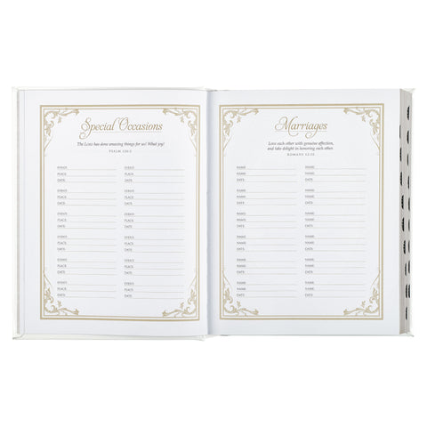 White Faux Leather Hardcover Family Heritage Bible