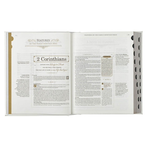 White Faux Leather Hardcover Family Heritage Bible