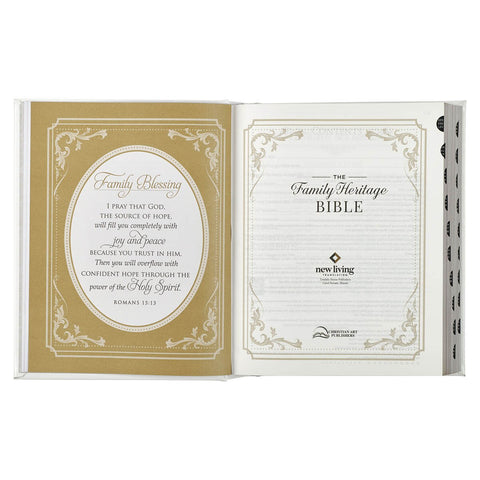 White Faux Leather Hardcover Family Heritage Bible