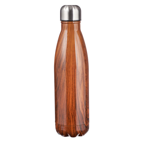 Man of God Wood Design Stainless Steel Water Bottle - 1 Timothy 6:11