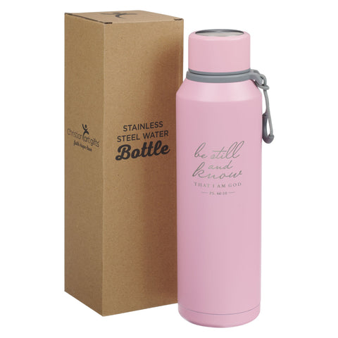 Be Still Pink Stainless Steel Water Bottle - Psalm 46:10