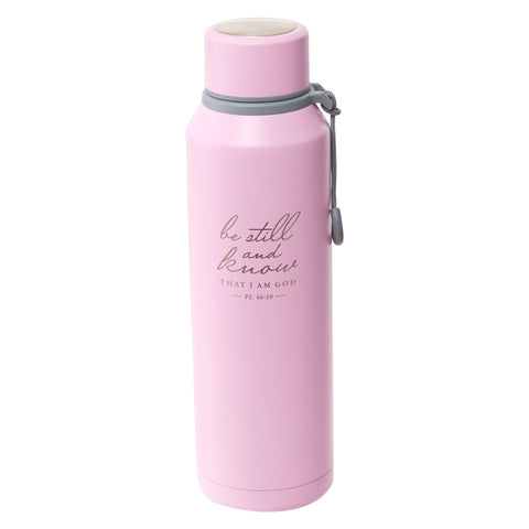 Be Still Pink Stainless Steel Water Bottle - Psalm 46:10