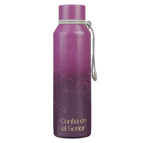 Botella de agua de acero inoxidable Flor de ciruela “Confía en el Señor” - Proverbios 3:5