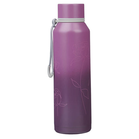 Botella de agua de acero inoxidable Flor de ciruela “Confía en el Señor” - Proverbios 3:5