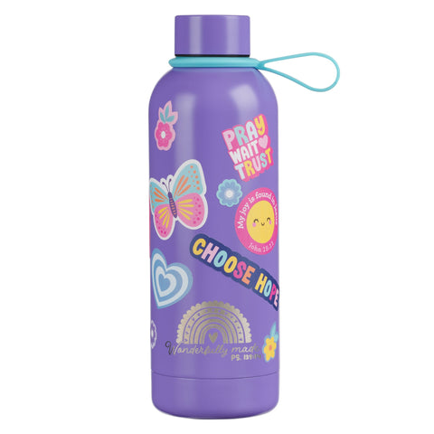 Wonderfully Made Stainless Steel Water Bottle with Stickers - Psalm 139:14