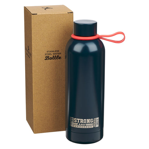 Strong and Courageous Blue Stainless Steel Water Bottle - Joshua 1:9
