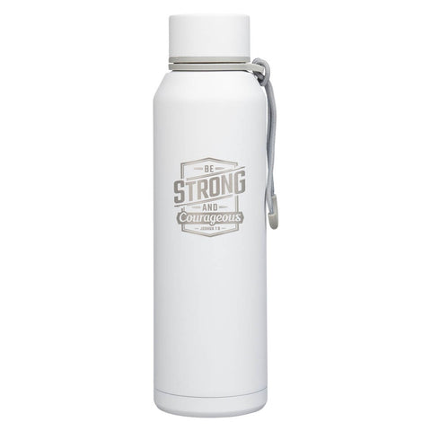 Strong and Courageous White Stainless Steel Water Bottle - Joshua 1:9
