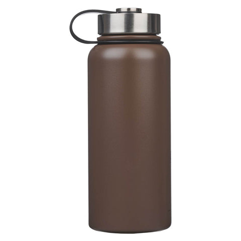 The Lord is My Strength Brown Stainless Steel Water Bottle - Exodus 15:2