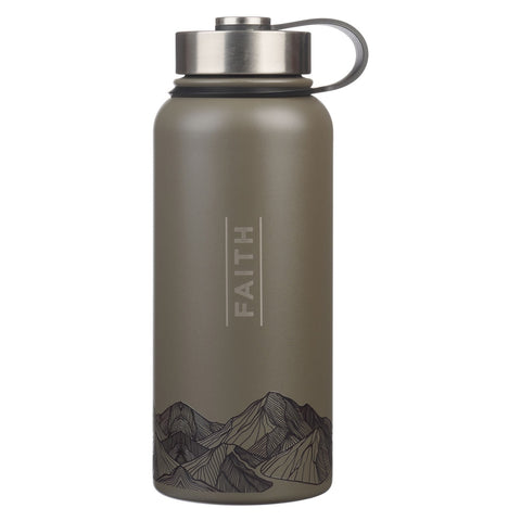 Faith Dusty Brown Stainless Steel Water Bottle - Matthew 17:20
