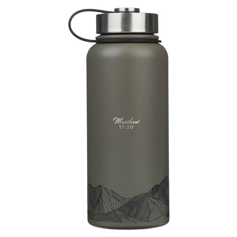 Faith Dusty Brown Stainless Steel Water Bottle - Matthew 17:20