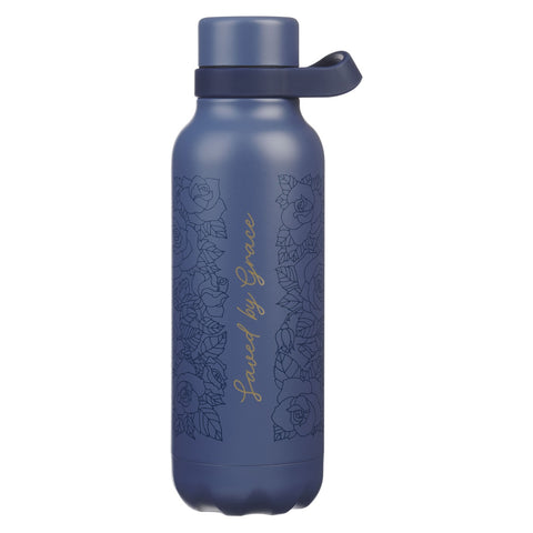 Saved by Grace Blue Floral Stainless Steel Water Bottle