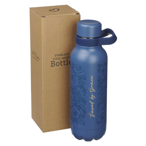 Saved by Grace Blue Floral Stainless Steel Water Bottle