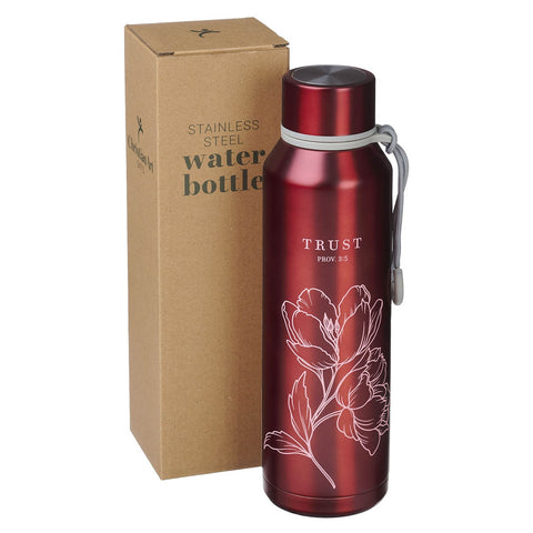 Trust Metallic Pomegranate Pink Stainless Steel Water Bottle - Proverbs 3:5